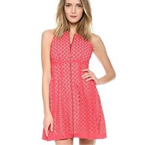BCBGMaxAzria Gulianna Red Lipstick Eyelet Zipper Front Dress